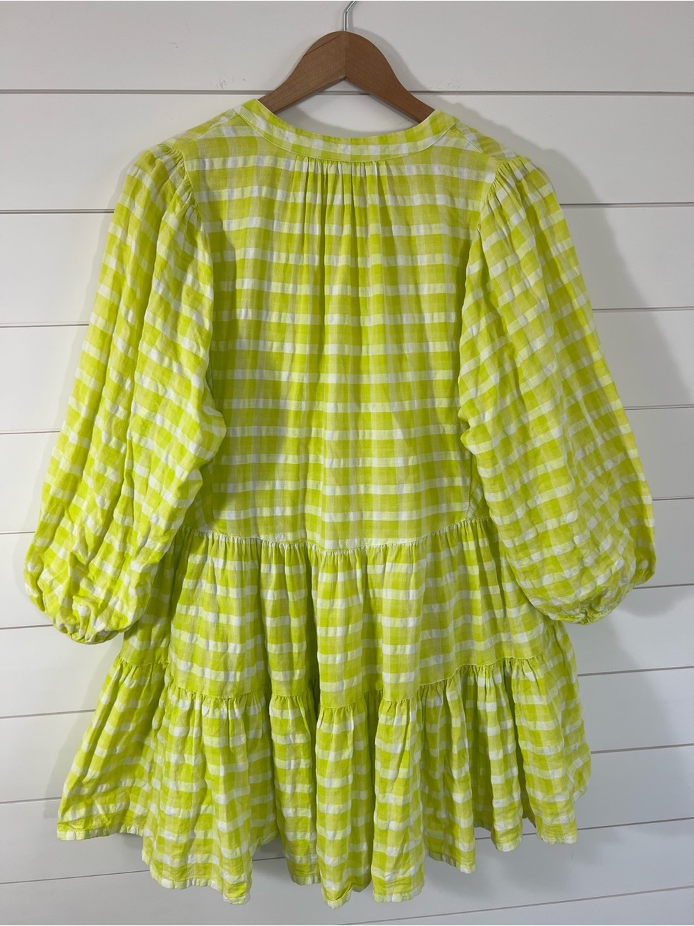 Seafolly Lime Green Gingham Swim Cover Up Dress S/M Boho Beach 100% Cotton - Picture 3 of 14